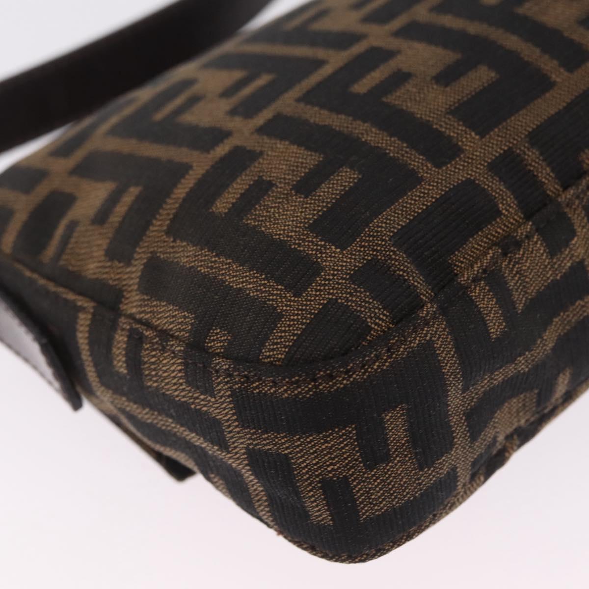 FENDI Zucca Canvas Mamma Baguette Shoulder Bag Brown Black Auth 209289V