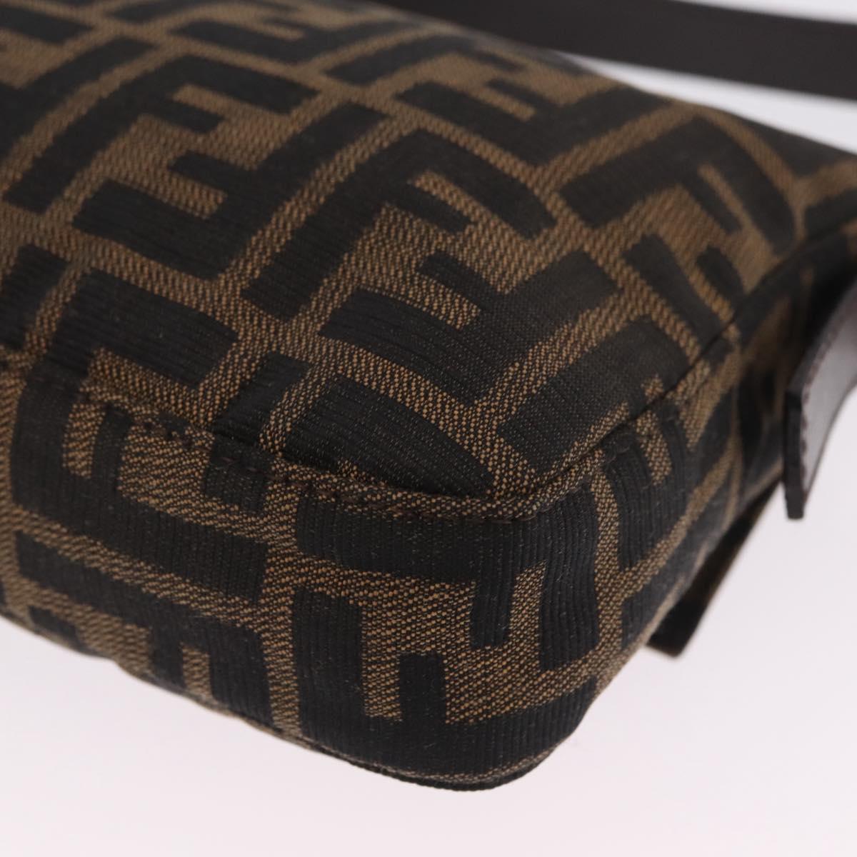 FENDI Zucca Canvas Mamma Baguette Shoulder Bag Brown Black Auth 209289V