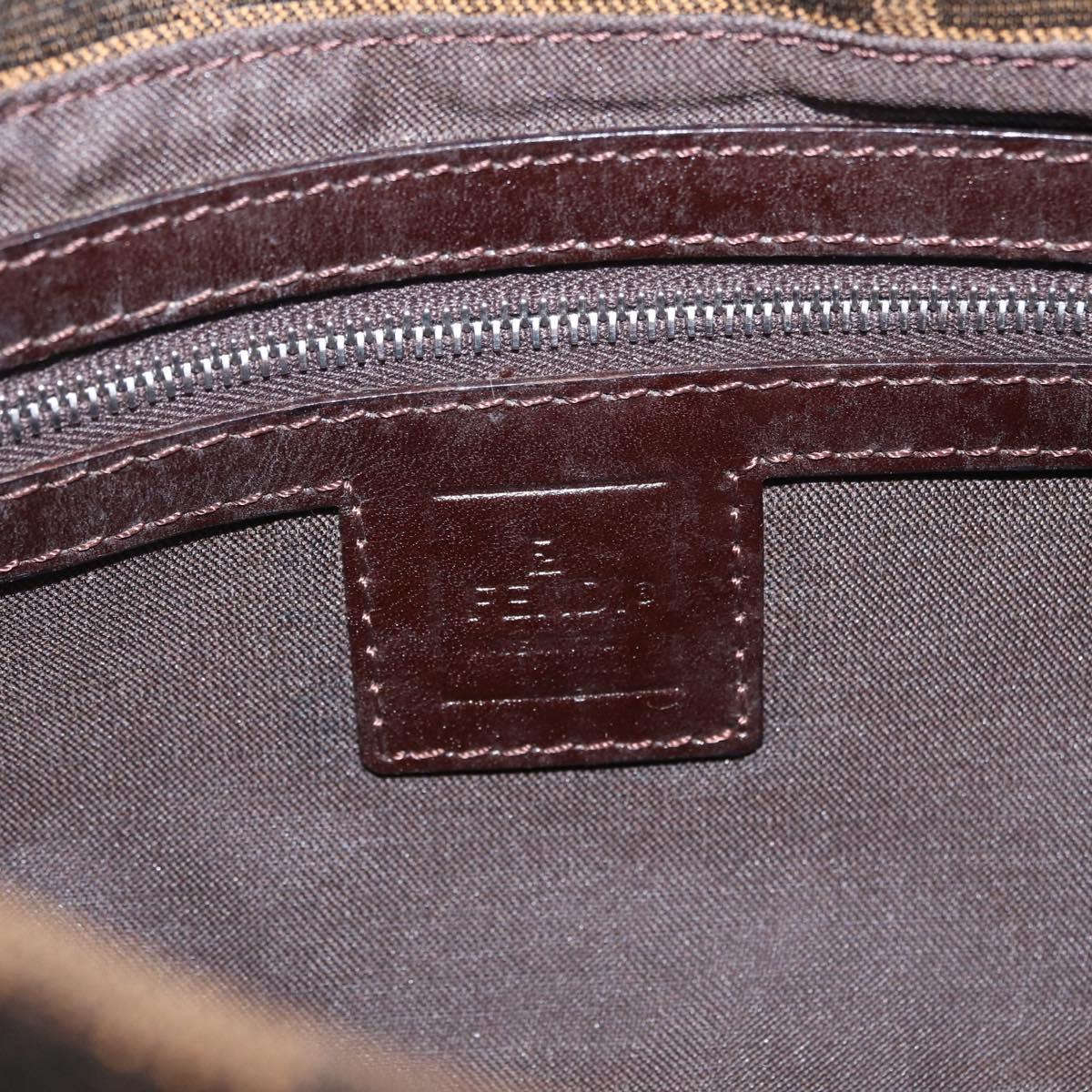 FENDI Zucca Canvas Mamma Baguette Shoulder Bag Brown Black Auth 209289V