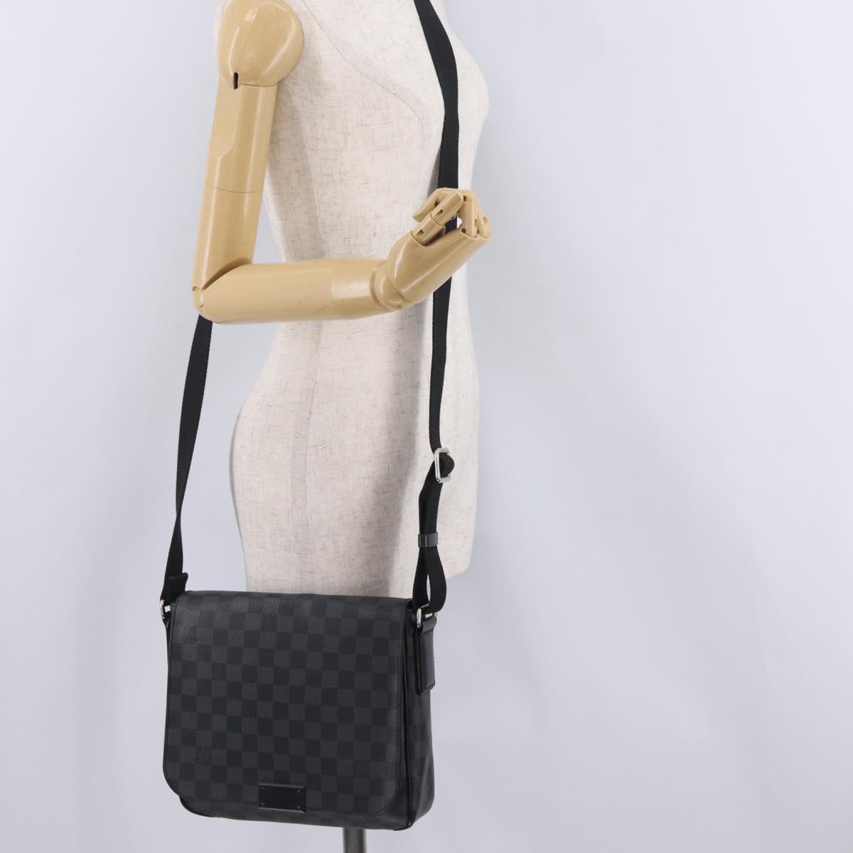 LOUIS VUITTON Damier Graphite District PM Shoulder Bag N41260 LV Auth 209291A