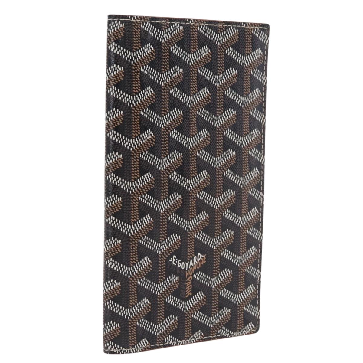 Goyard Herringbone Sun Rock Long Wallet PVC Leather Black Auth 209297M
