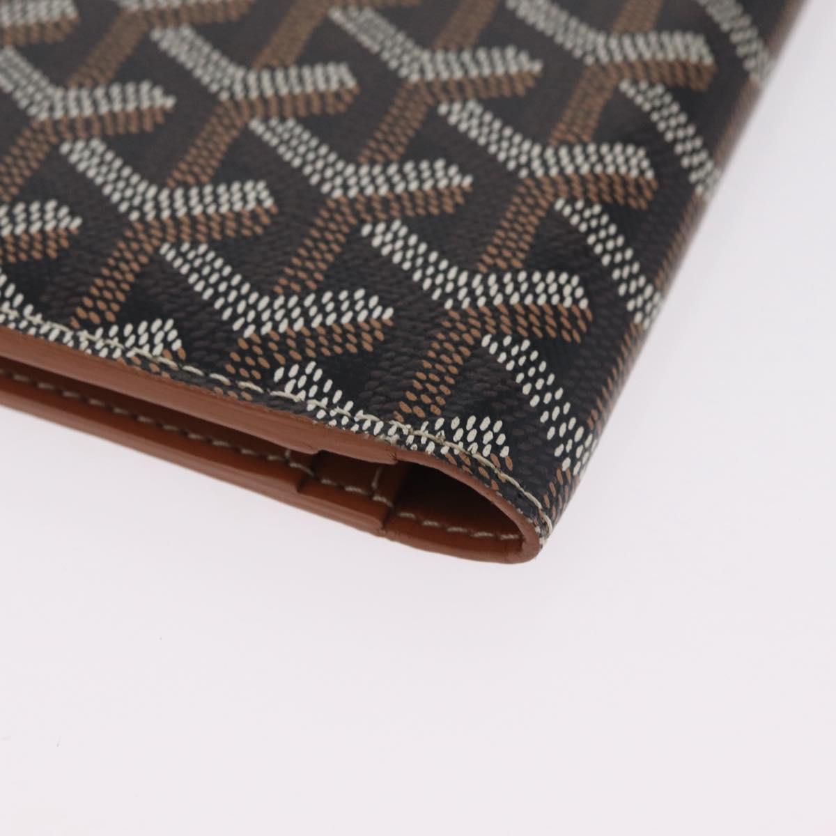 Goyard Herringbone Sun Rock Long Wallet PVC Leather Black Auth 209297M