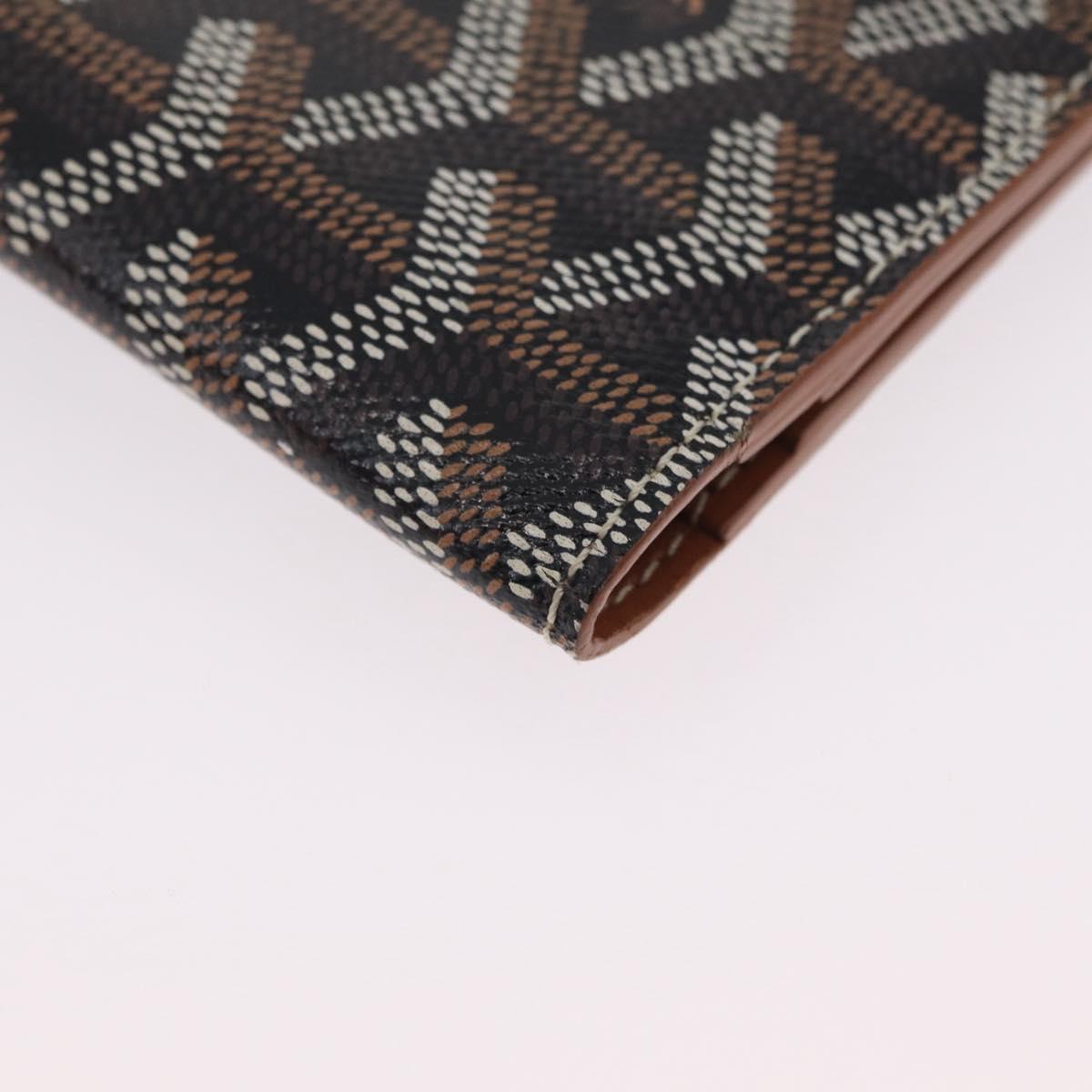 Goyard Herringbone Sun Rock Long Wallet PVC Leather Black Auth 209297M