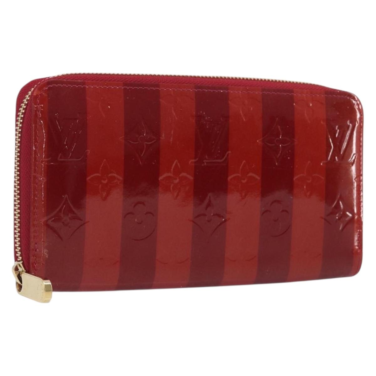 LOUIS VUITTON Vernis Rayure Zippy Long Wallet Pomme Damour M91718 Auth 209314A