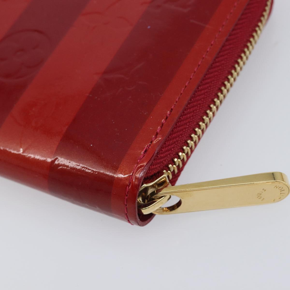 LOUIS VUITTON Vernis Rayure Zippy Long Wallet Pomme Damour M91718 Auth 209314A