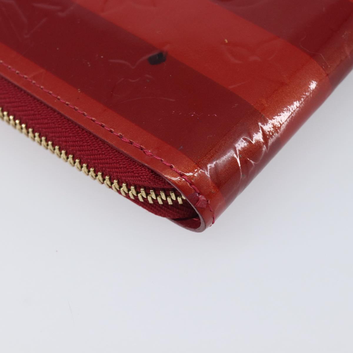 LOUIS VUITTON Vernis Rayure Zippy Long Wallet Pomme Damour M91718 Auth 209314A