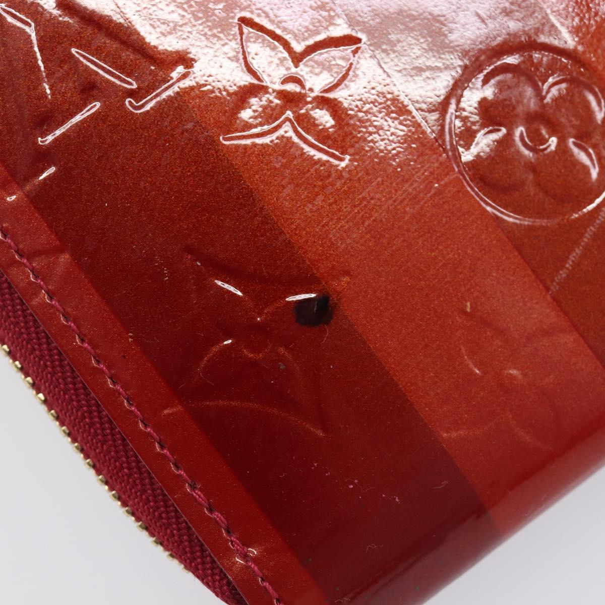 LOUIS VUITTON Vernis Rayure Zippy Long Wallet Pomme Damour M91718 Auth 209314A
