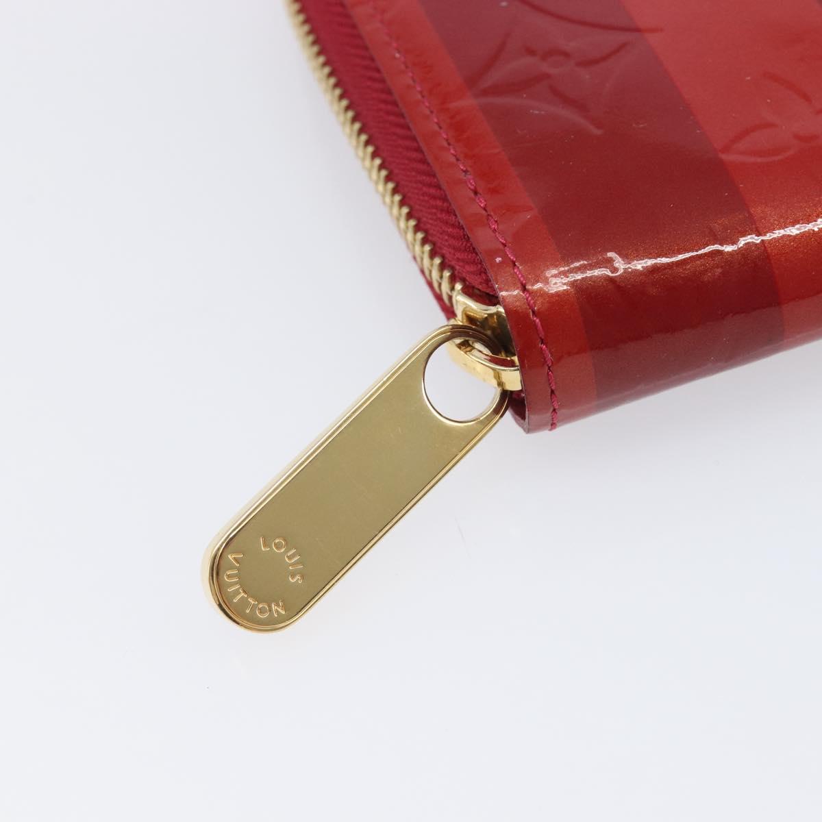 LOUIS VUITTON Vernis Rayure Zippy Long Wallet Pomme Damour M91718 Auth 209314A