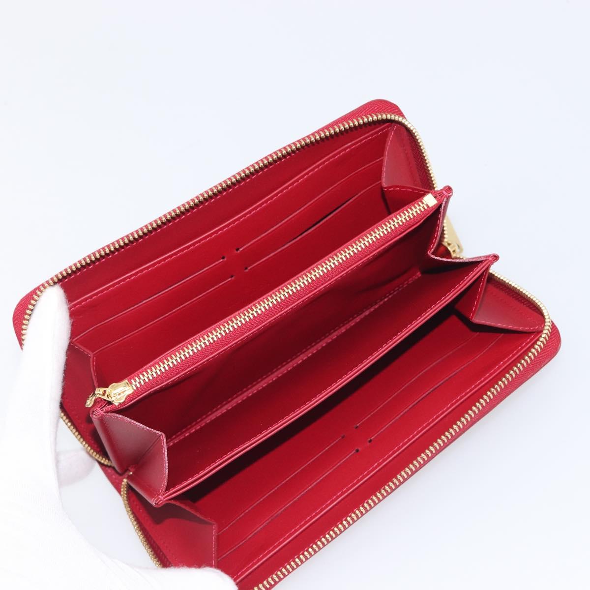 LOUIS VUITTON Vernis Rayure Zippy Long Wallet Pomme Damour M91718 Auth 209314A