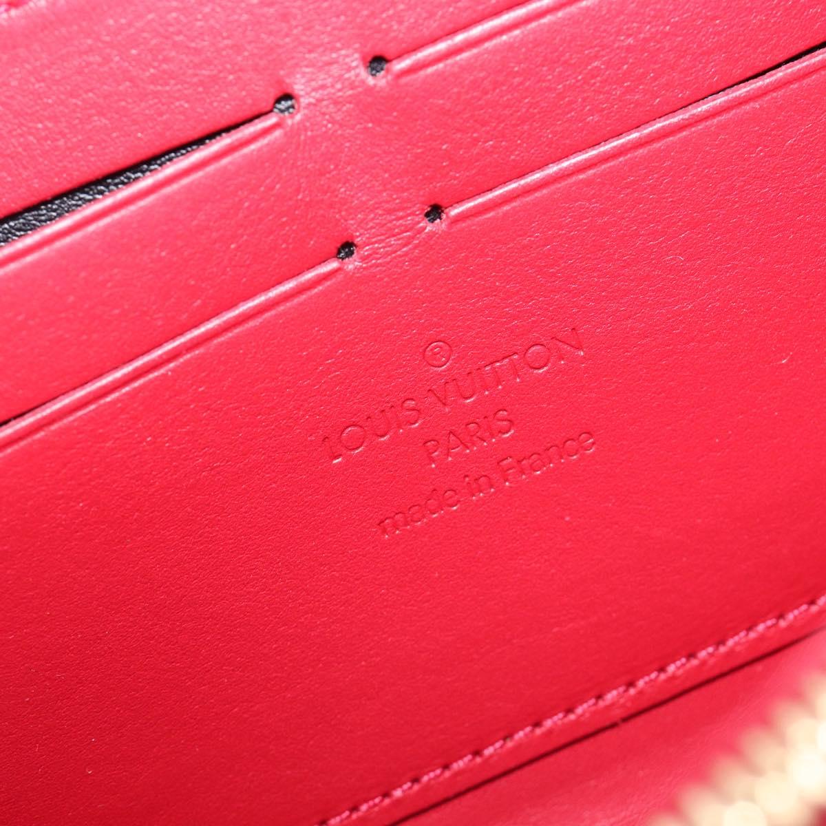 LOUIS VUITTON Vernis Rayure Zippy Long Wallet Pomme Damour M91718 Auth 209314A