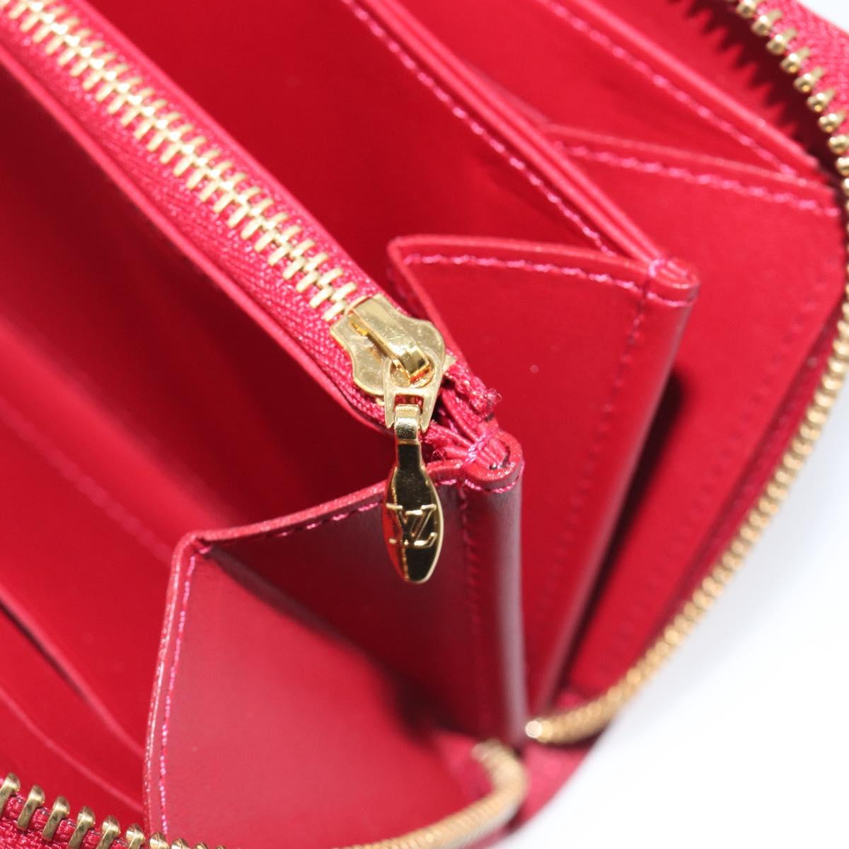 LOUIS VUITTON Vernis Rayure Zippy Long Wallet Pomme Damour M91718 Auth 209314A
