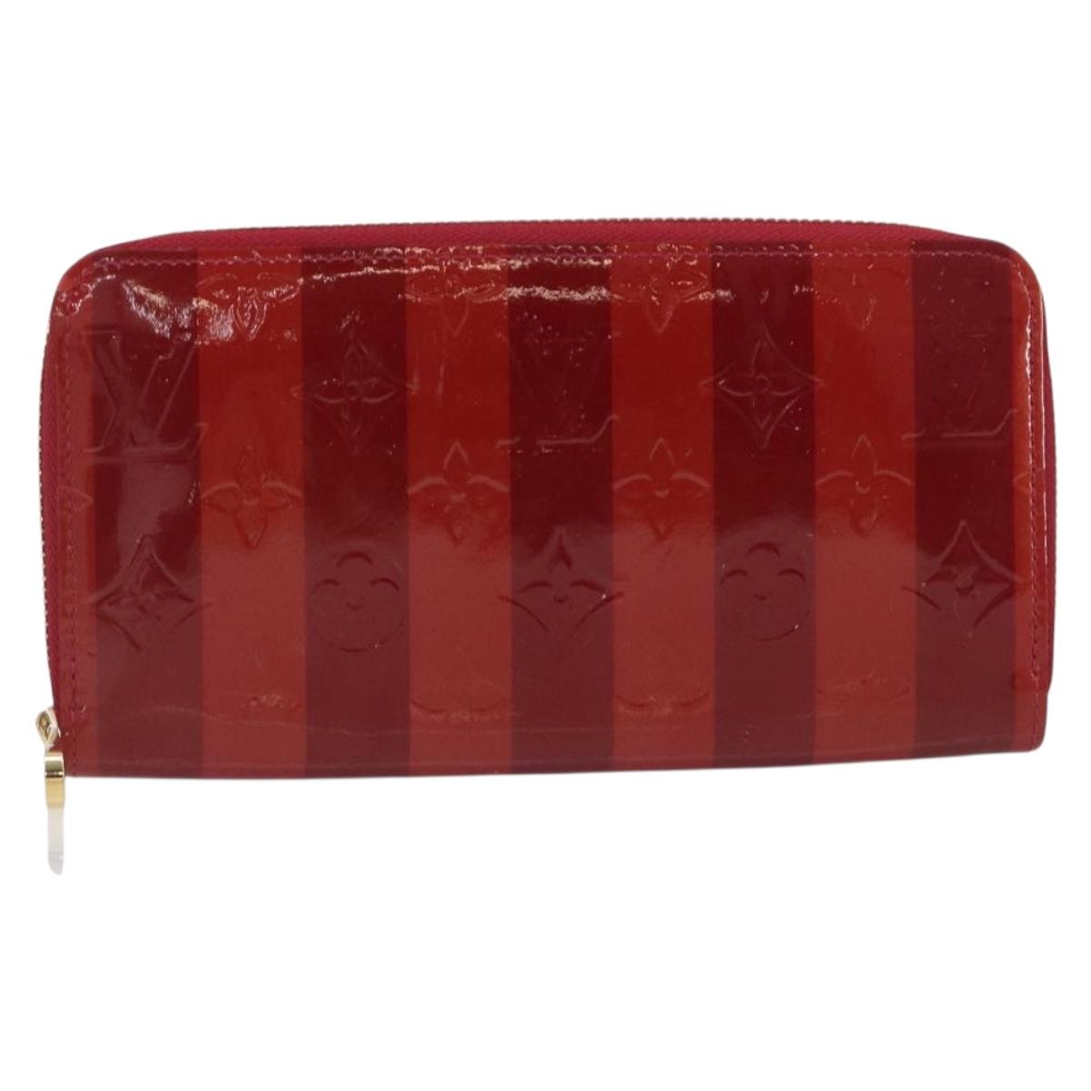LOUIS VUITTON Vernis Rayure Zippy Long Wallet Pomme Damour M91718 Auth 209314A