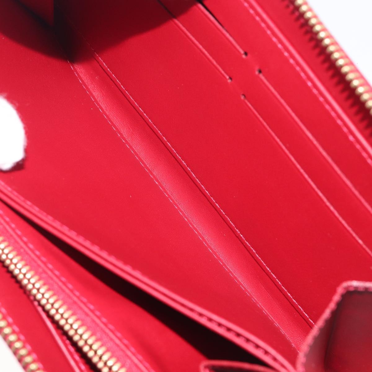 LOUIS VUITTON Vernis Rayure Zippy Long Wallet Pomme Damour M91718 Auth 209314A