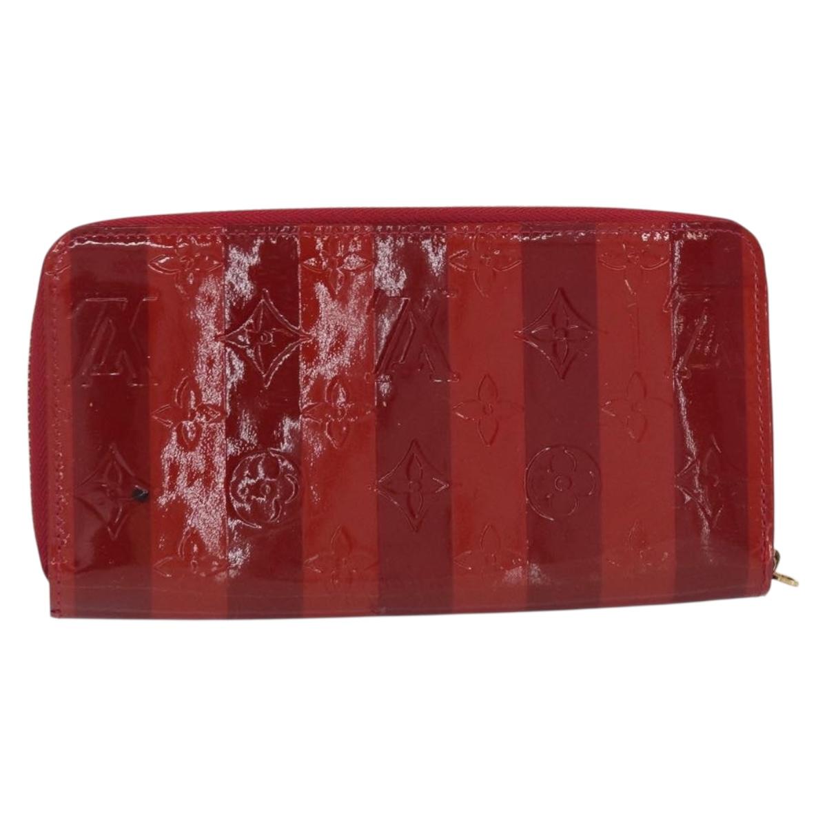 LOUIS VUITTON Vernis Rayure Zippy Long Wallet Pomme Damour M91718 Auth 209314A