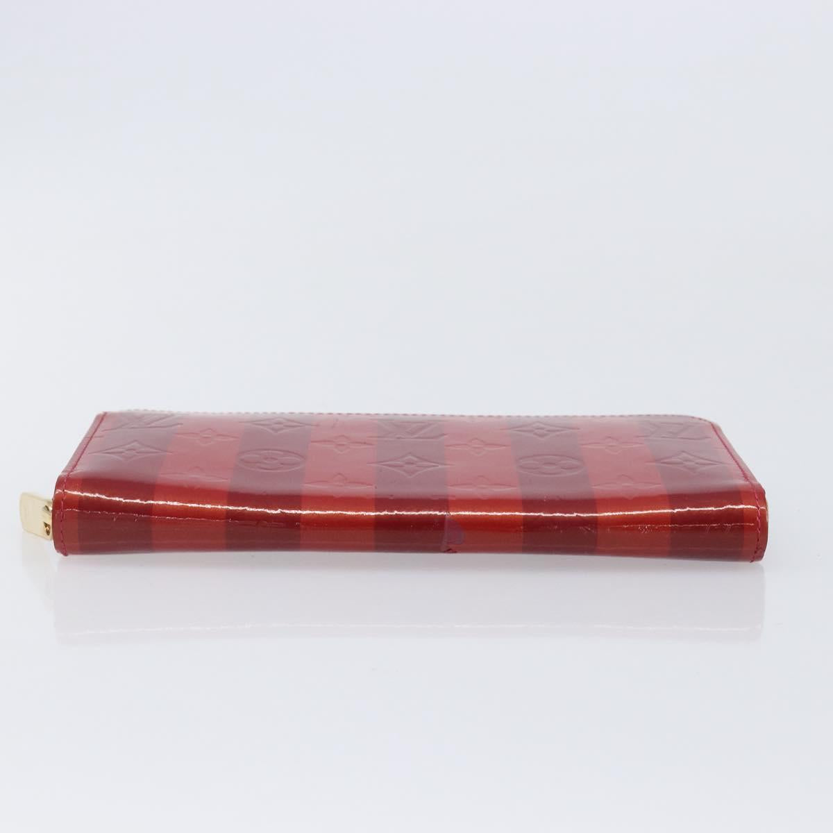 LOUIS VUITTON Vernis Rayure Zippy Long Wallet Pomme Damour M91718 Auth 209314A