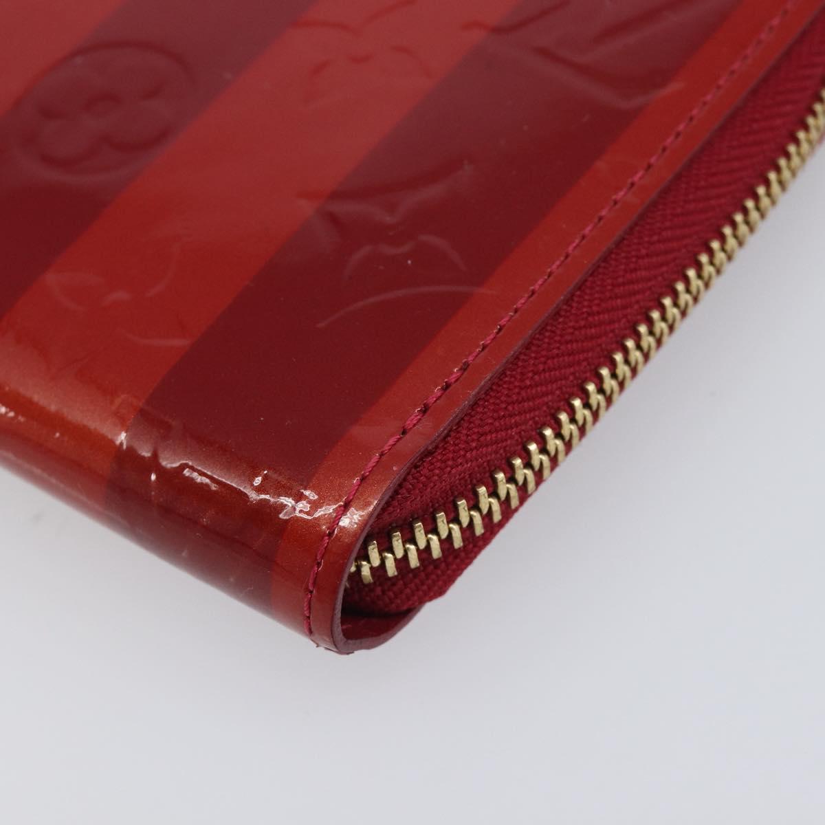 LOUIS VUITTON Vernis Rayure Zippy Long Wallet Pomme Damour M91718 Auth 209314A
