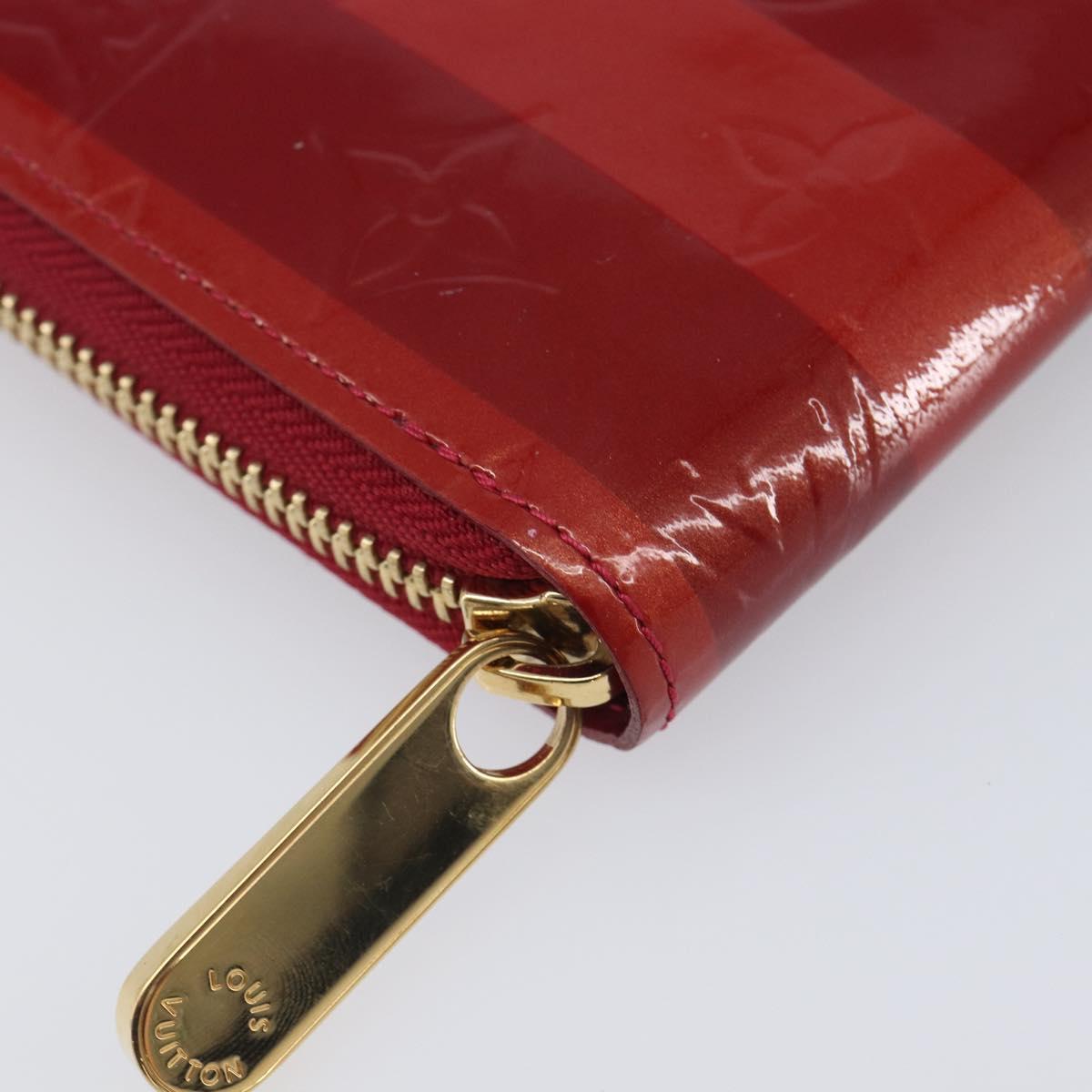 LOUIS VUITTON Vernis Rayure Zippy Long Wallet Pomme Damour M91718 Auth 209314A