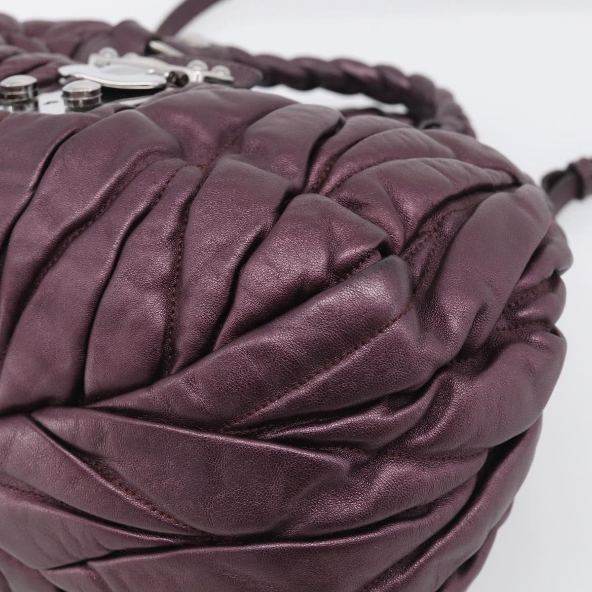 Miu Miu Hand Bag Leather 2way Purple Silver Auth 209320V