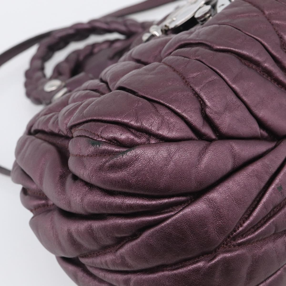 Miu Miu Hand Bag Leather 2way Purple Silver Auth 209320V