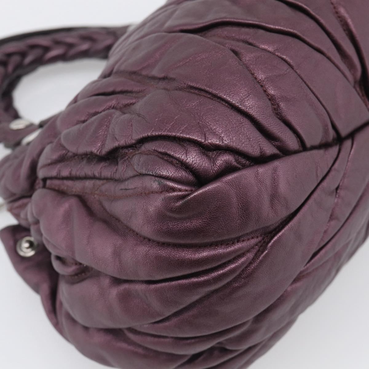 Miu Miu Hand Bag Leather 2way Purple Silver Auth 209320V