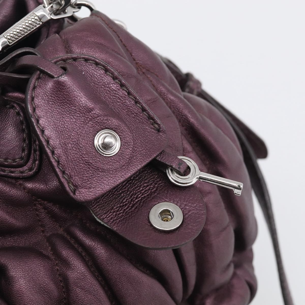 Miu Miu Hand Bag Leather 2way Purple Silver Auth 209320V