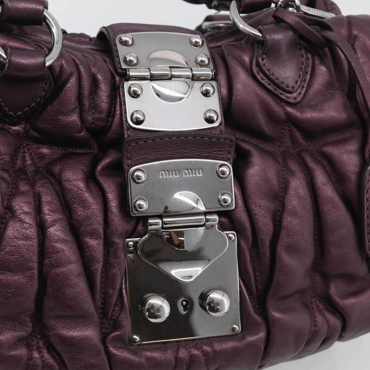 Miu Miu Hand Bag Leather 2way Purple Silver Auth 209320V