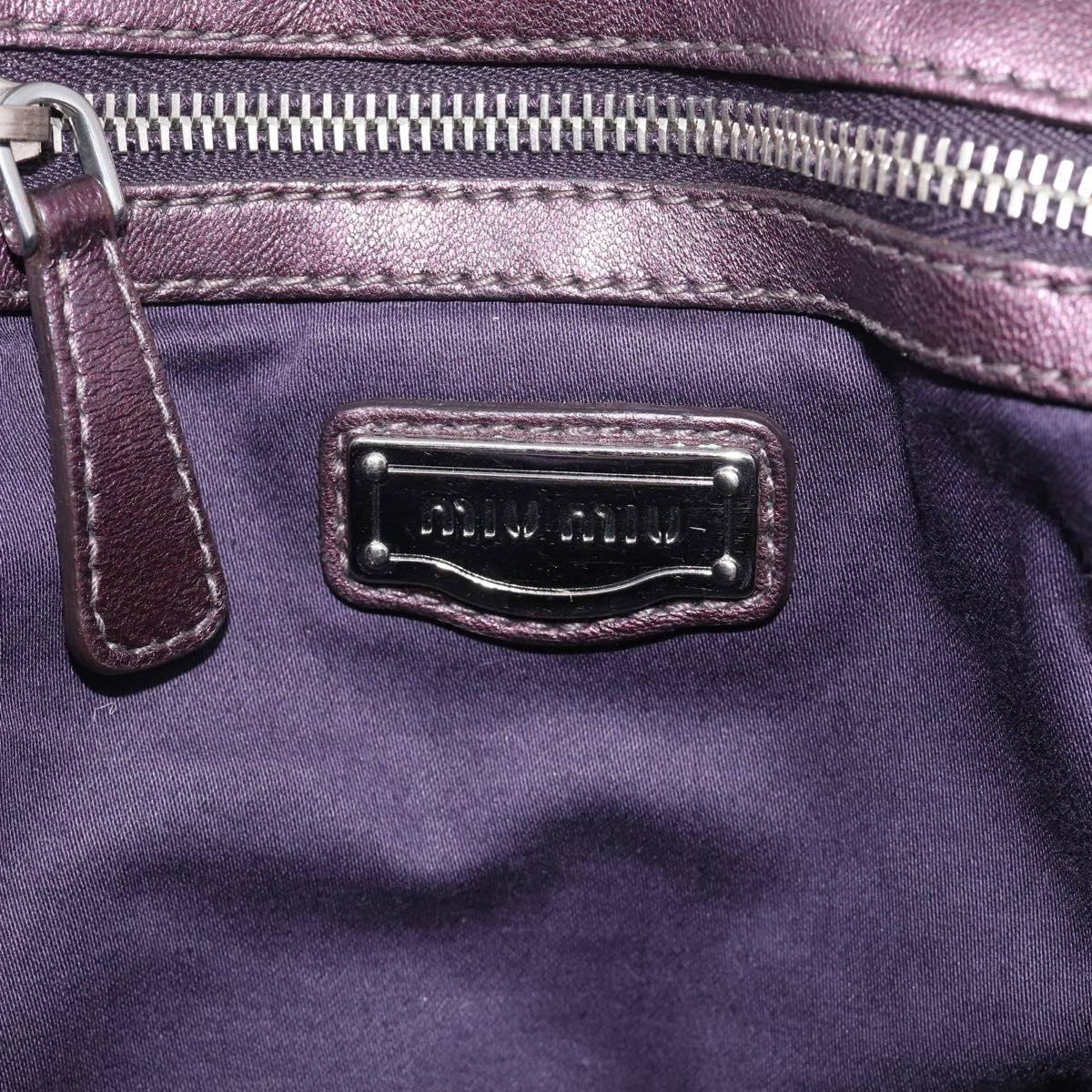 Miu Miu Hand Bag Leather 2way Purple Silver Auth 209320V