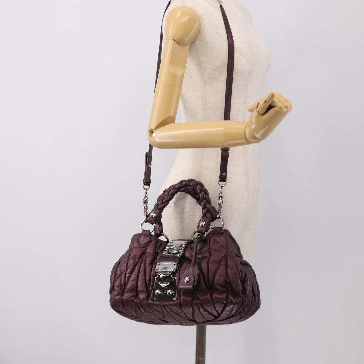 Miu Miu Hand Bag Leather 2way Purple Silver Auth 209320V
