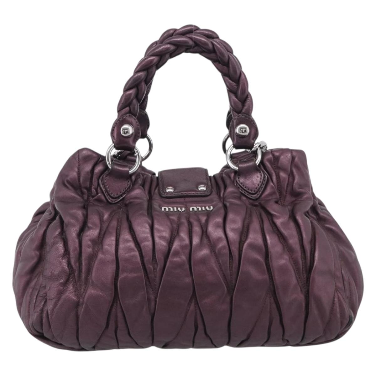 Miu Miu Hand Bag Leather 2way Purple Silver Auth 209320V