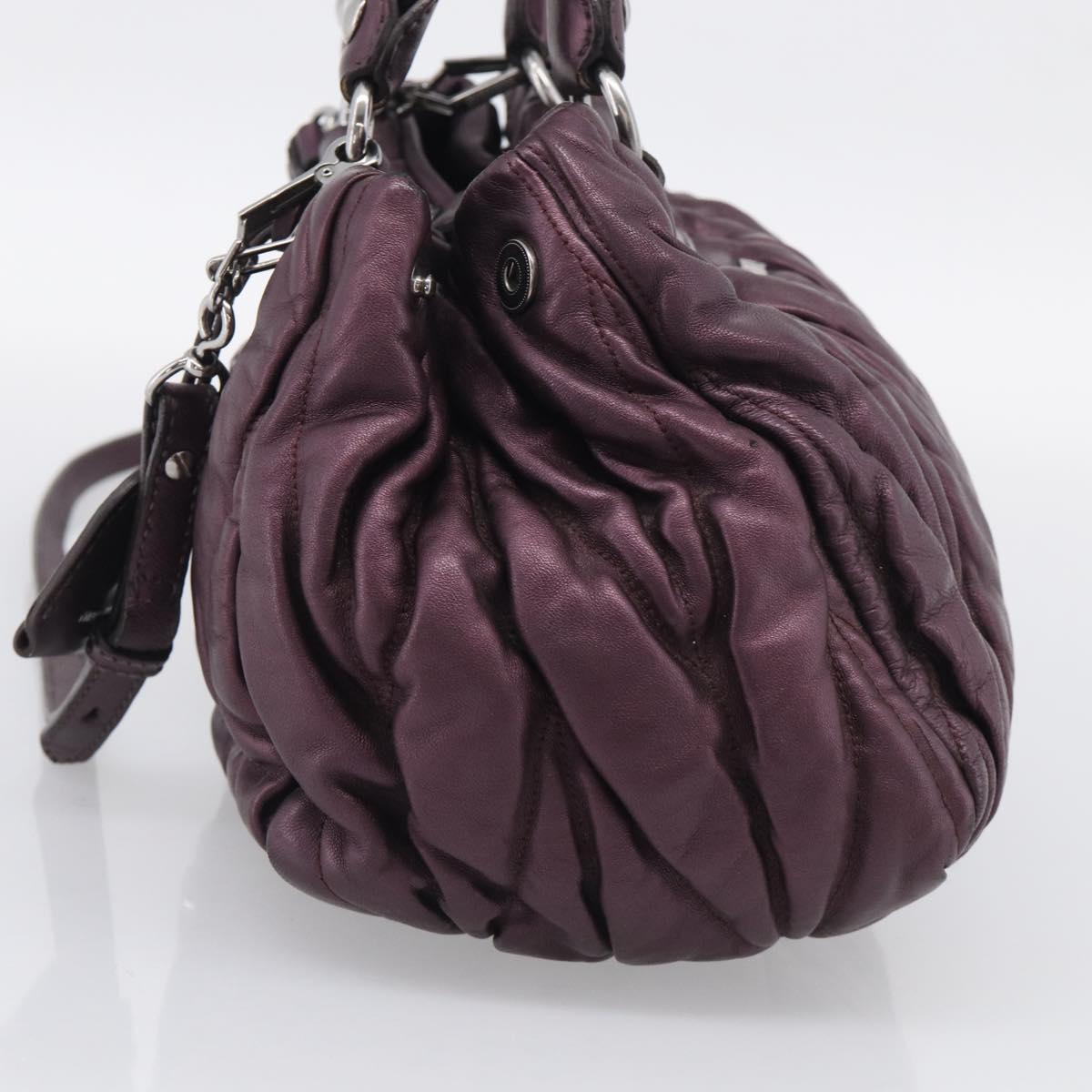 Miu Miu Hand Bag Leather 2way Purple Silver Auth 209320V