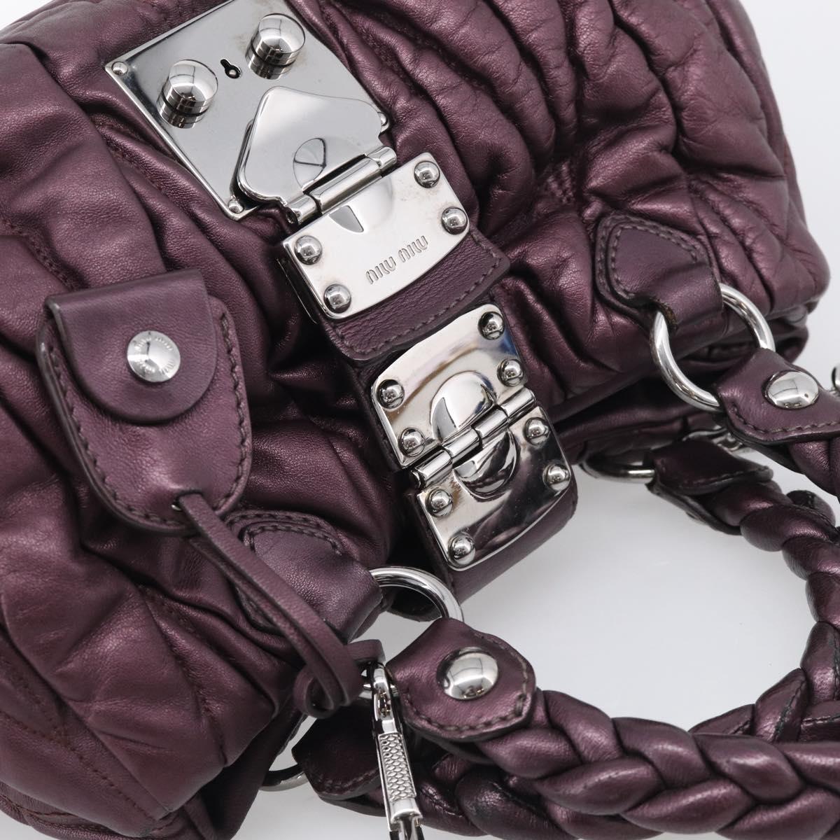 Miu Miu Hand Bag Leather 2way Purple Silver Auth 209320V