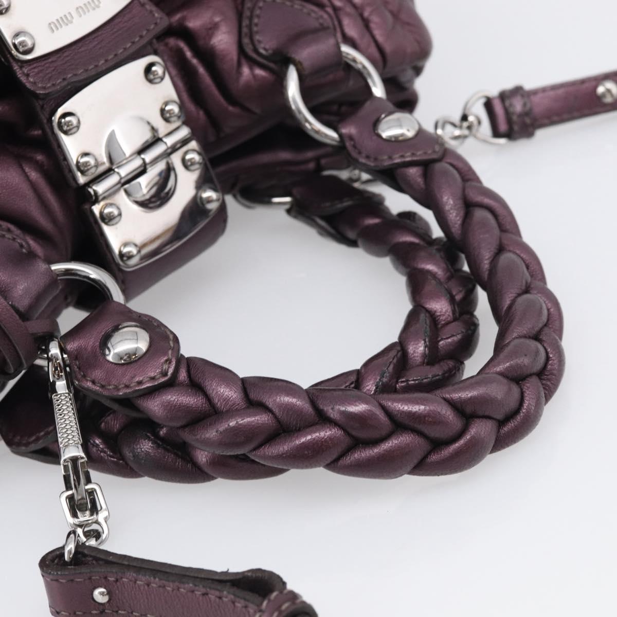 Miu Miu Hand Bag Leather 2way Purple Silver Auth 209320V