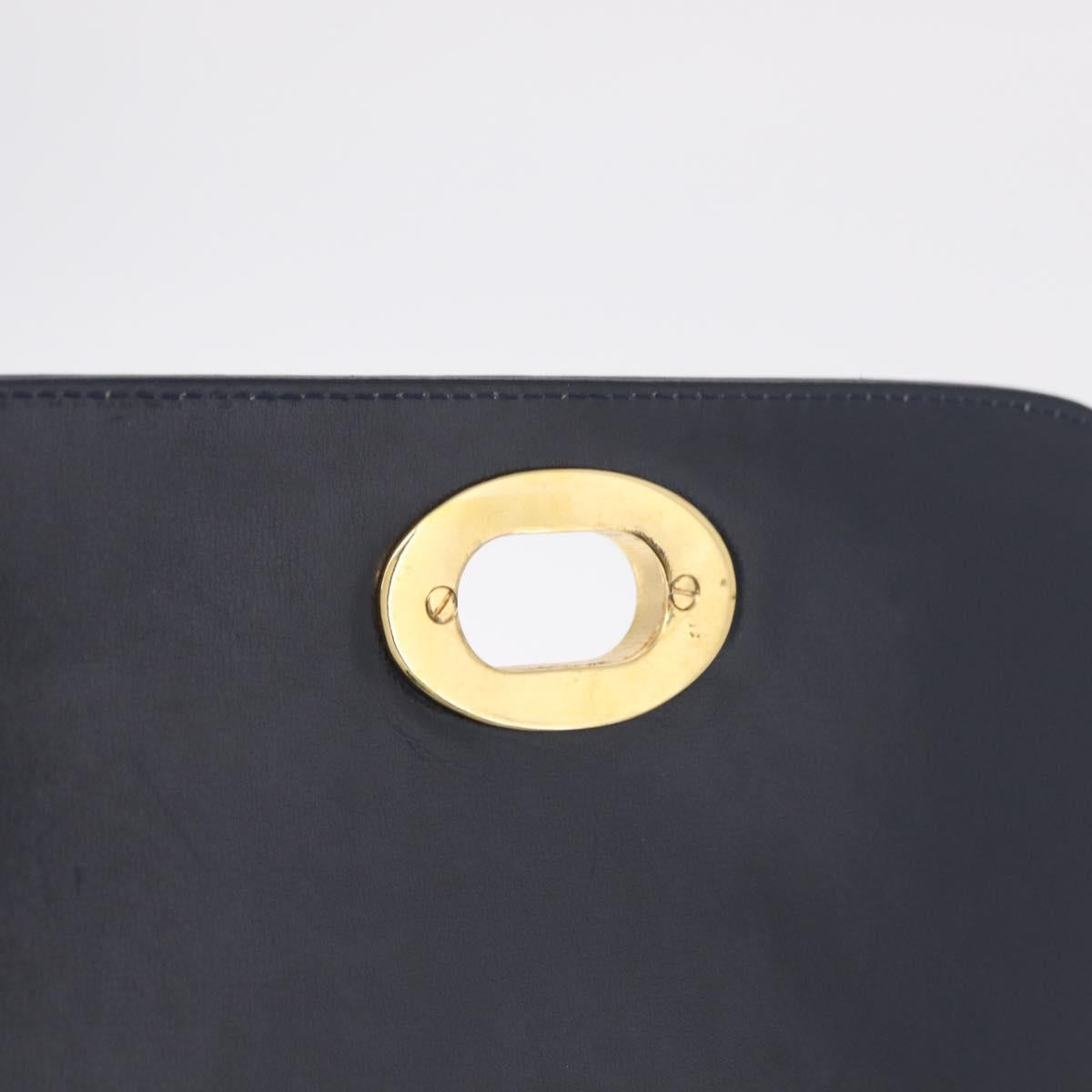CELINE C Macadam Canvas Shoulder Bag Navy Gold Auth 209321