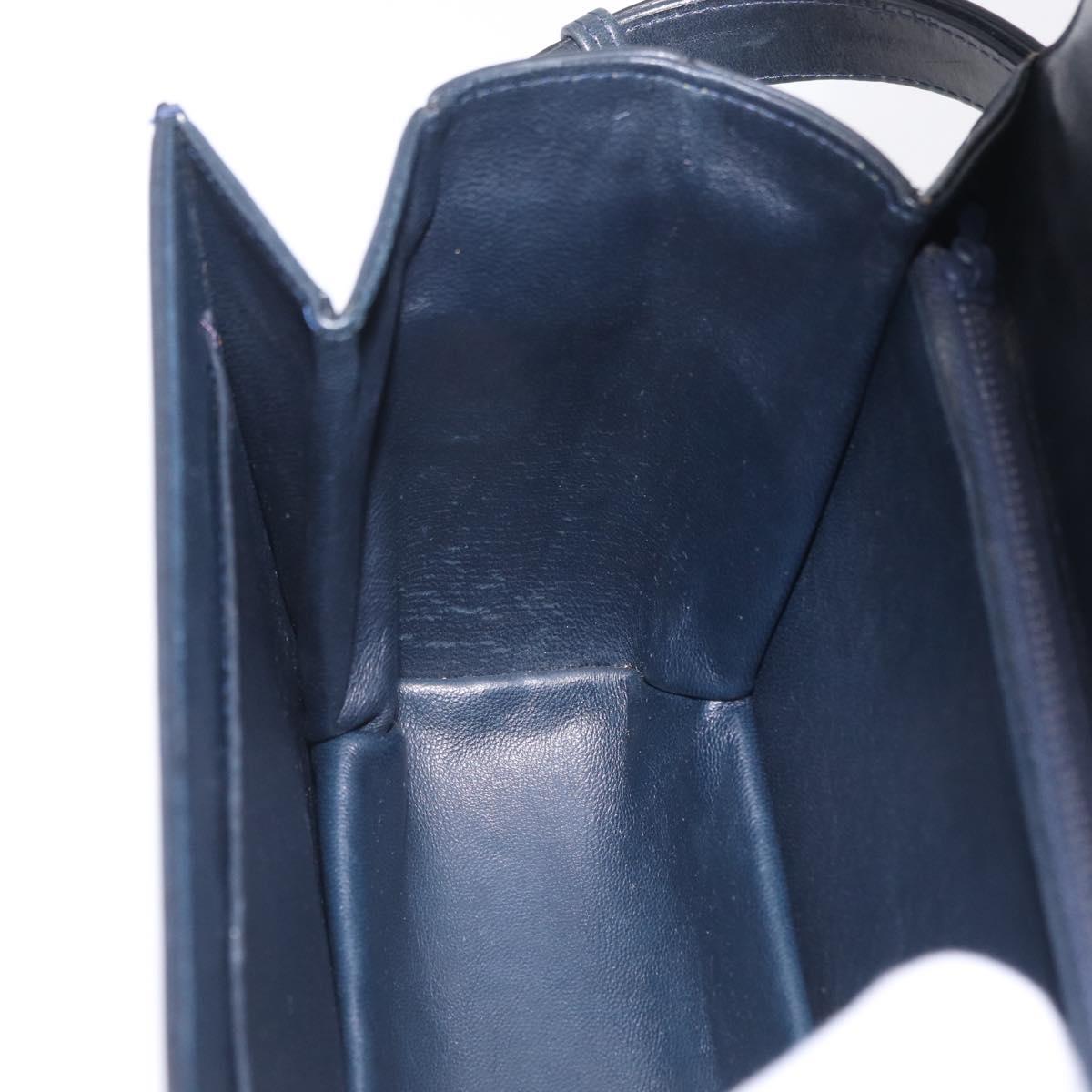 CELINE C Macadam Canvas Shoulder Bag Navy Gold Auth 209321