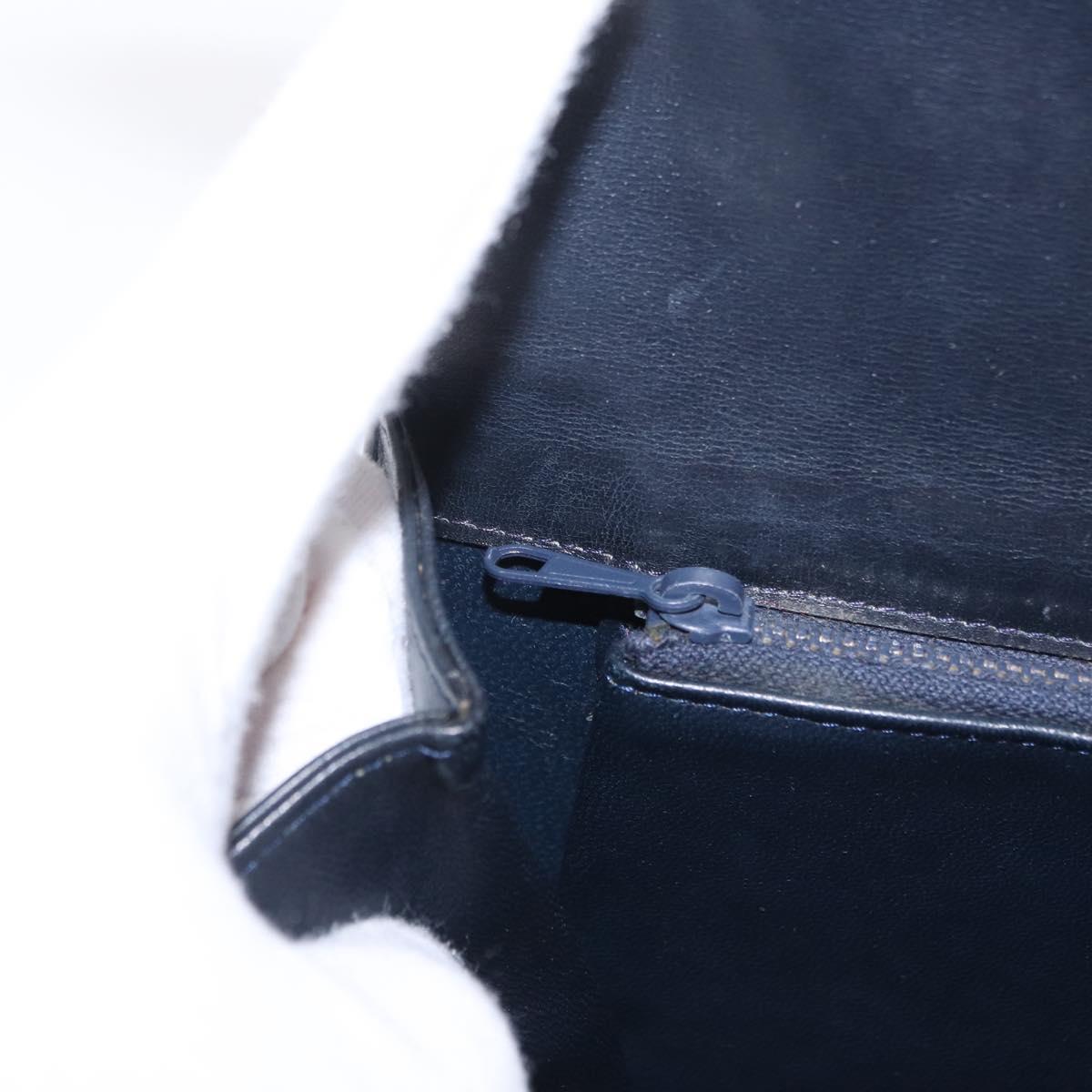 CELINE C Macadam Canvas Shoulder Bag Navy Gold Auth 209321