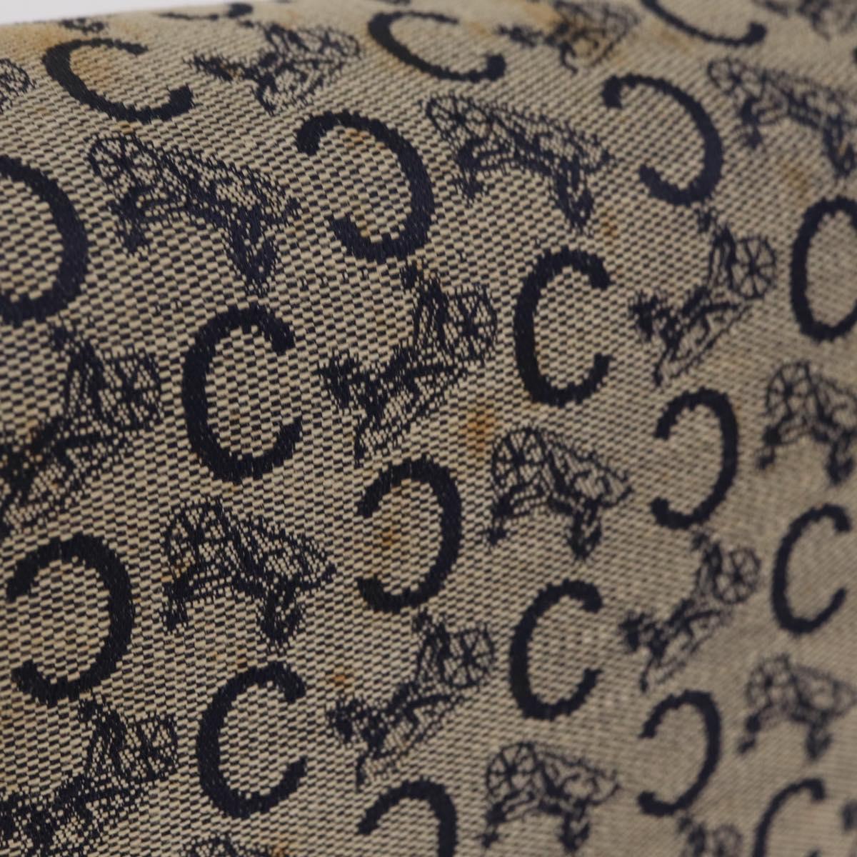 CELINE C Macadam Canvas Shoulder Bag Navy Gold Auth 209321