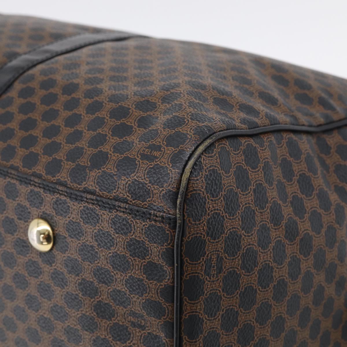 CELINE Macadam Canvas Boston Bag PVC Leather Black Gold Auth 209324V