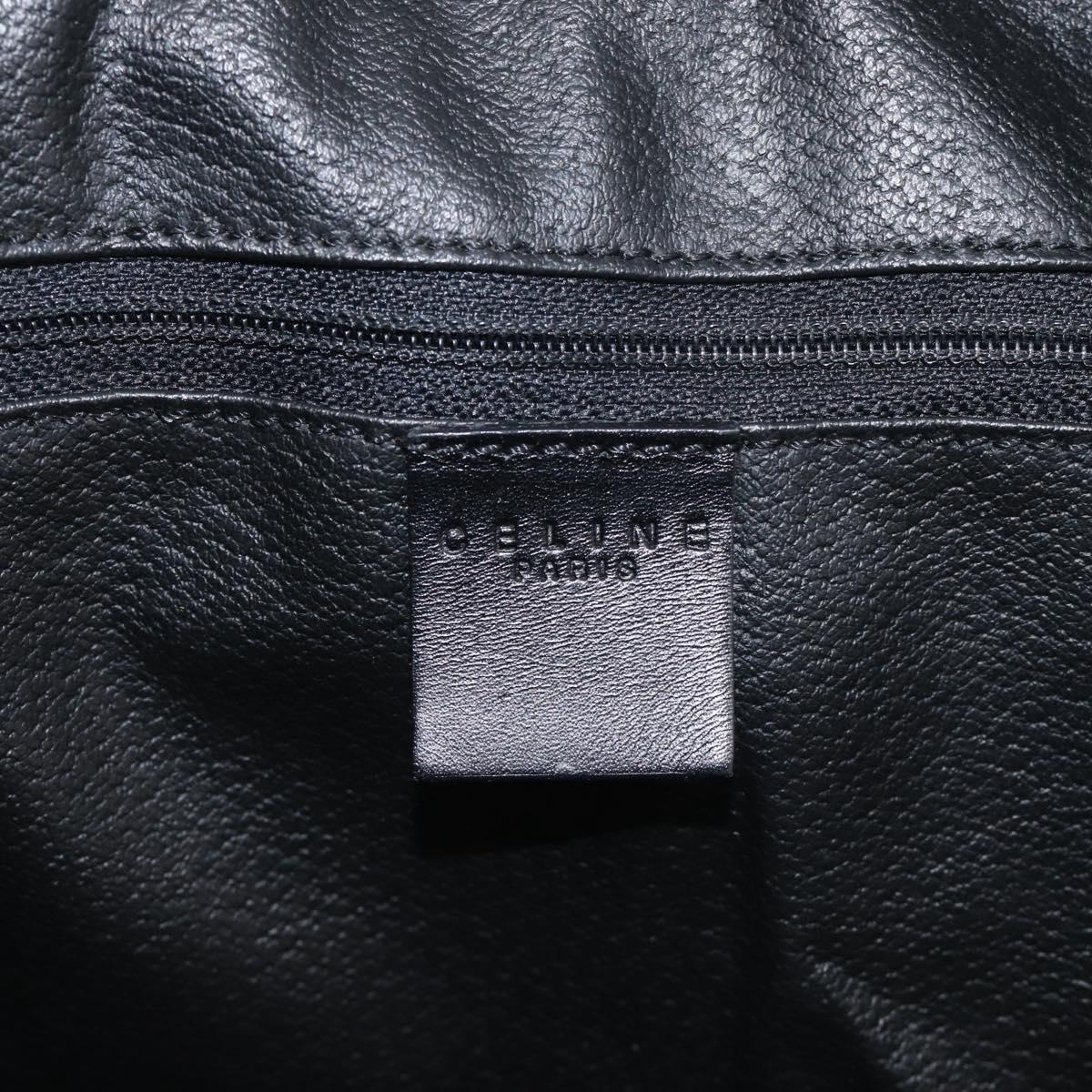 CELINE Macadam Canvas Boston Bag PVC Leather Black Gold Auth 209324V