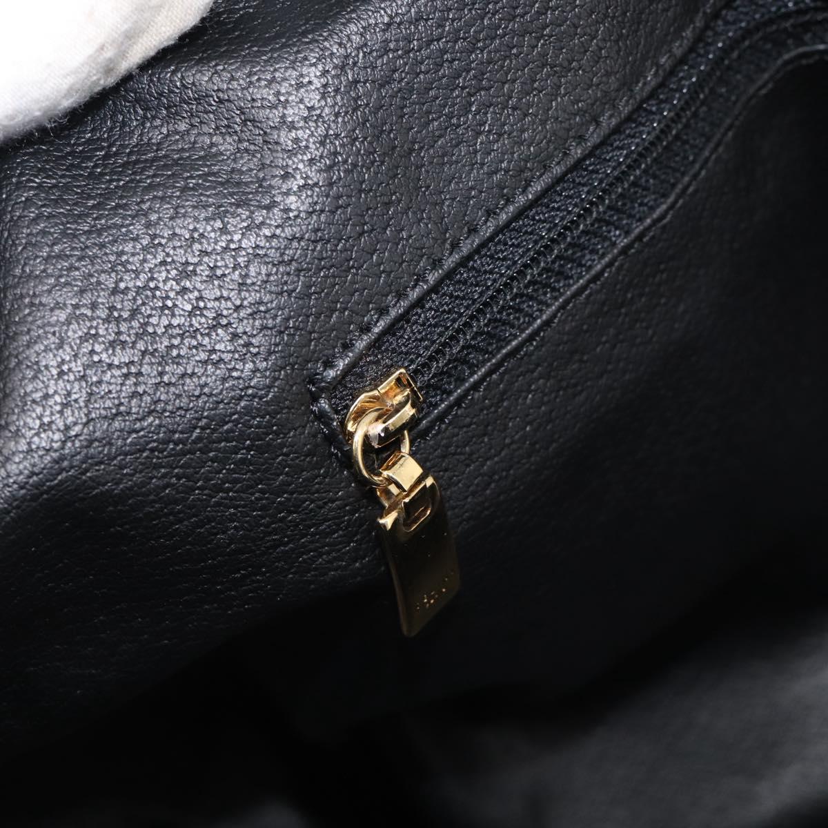 CELINE Macadam Canvas Boston Bag PVC Leather Black Gold Auth 209324V