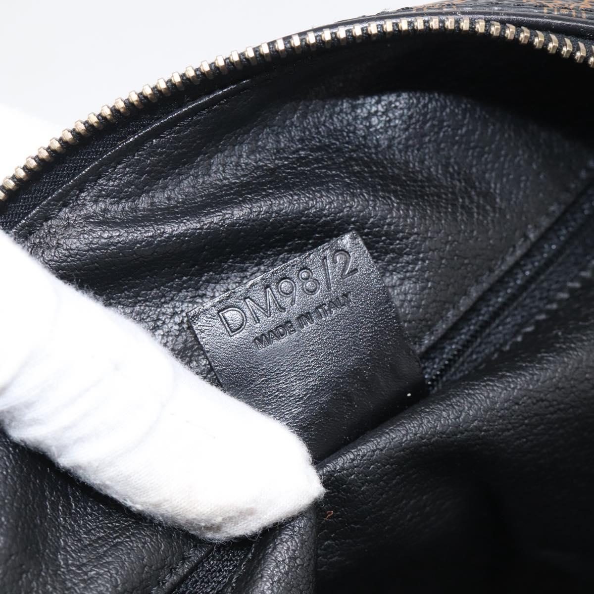 CELINE Macadam Canvas Boston Bag PVC Leather Black Gold Auth 209324V