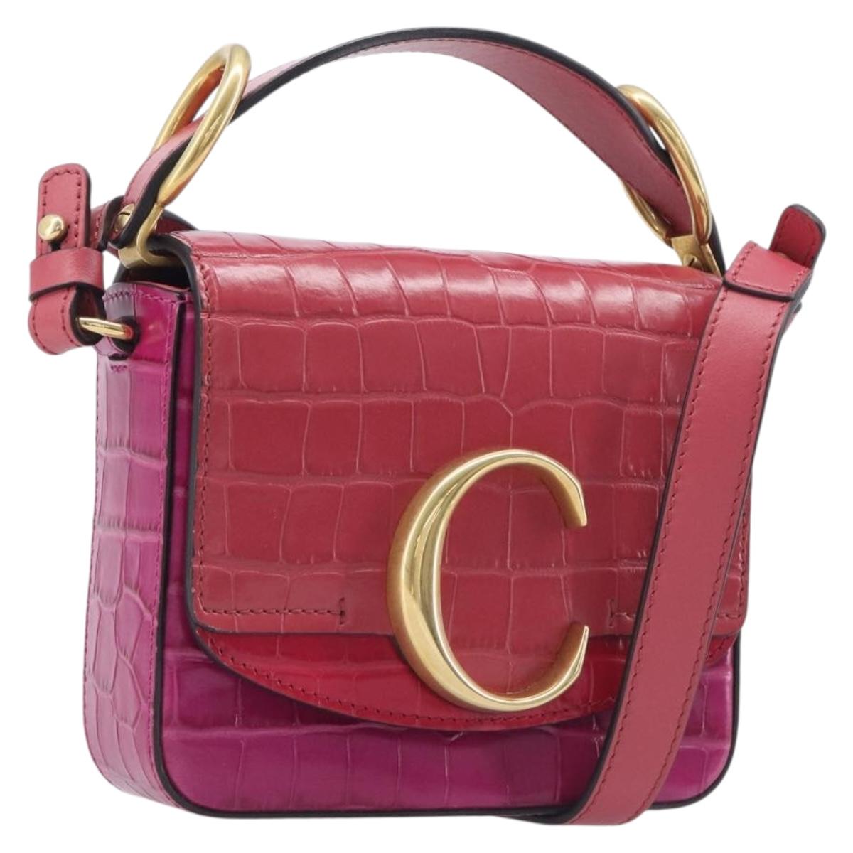 Chloe Hand Bag Leather 2way Pink Gold Auth 209325V