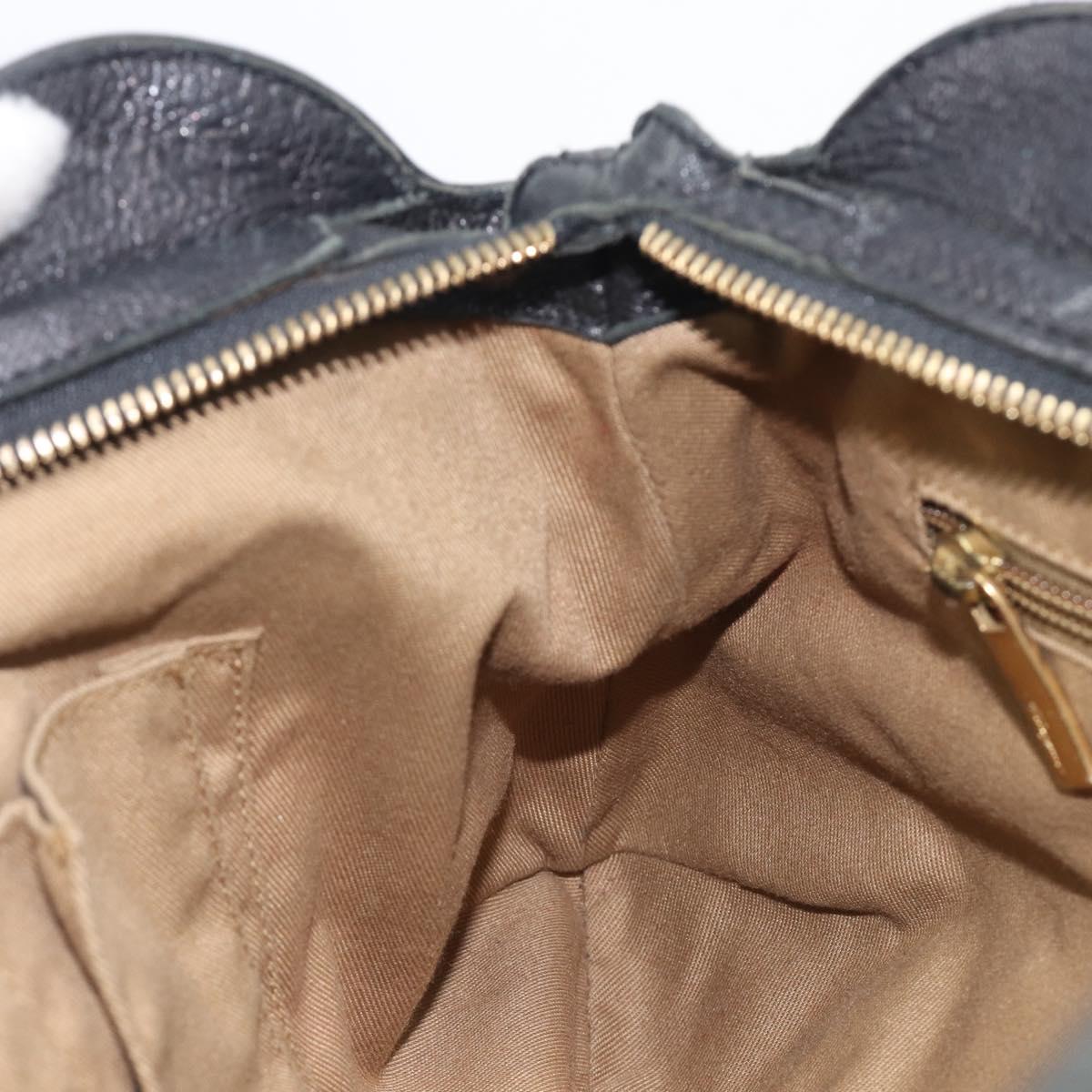 Salvatore Ferragamo Gancini Shoulder Bag Leather Black Gold Auth 209327A