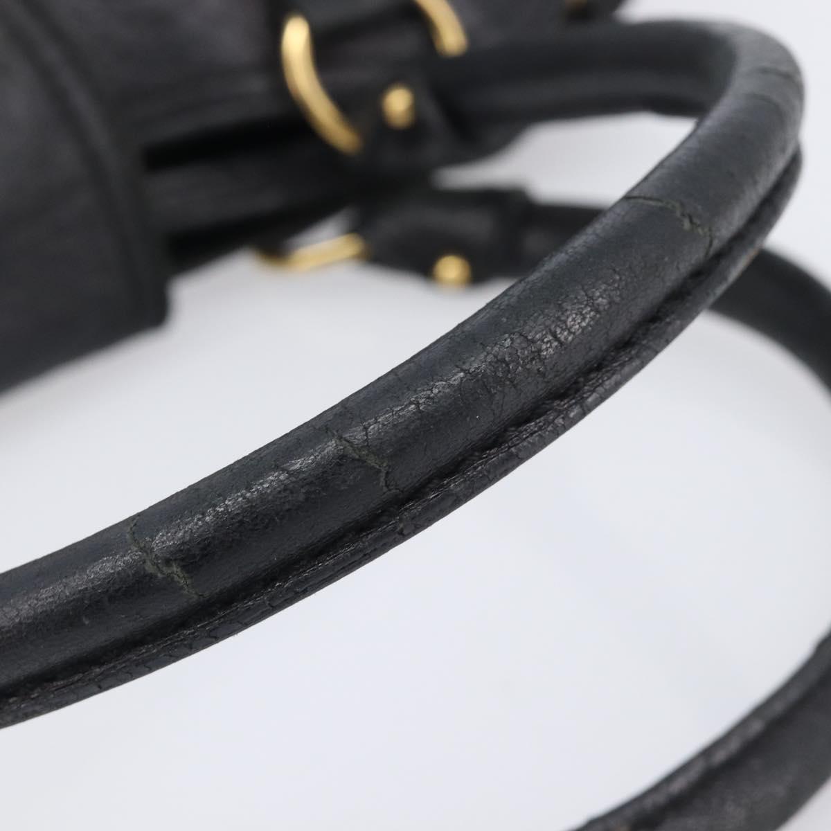 Salvatore Ferragamo Gancini Shoulder Bag Leather Black Gold Auth 209327A
