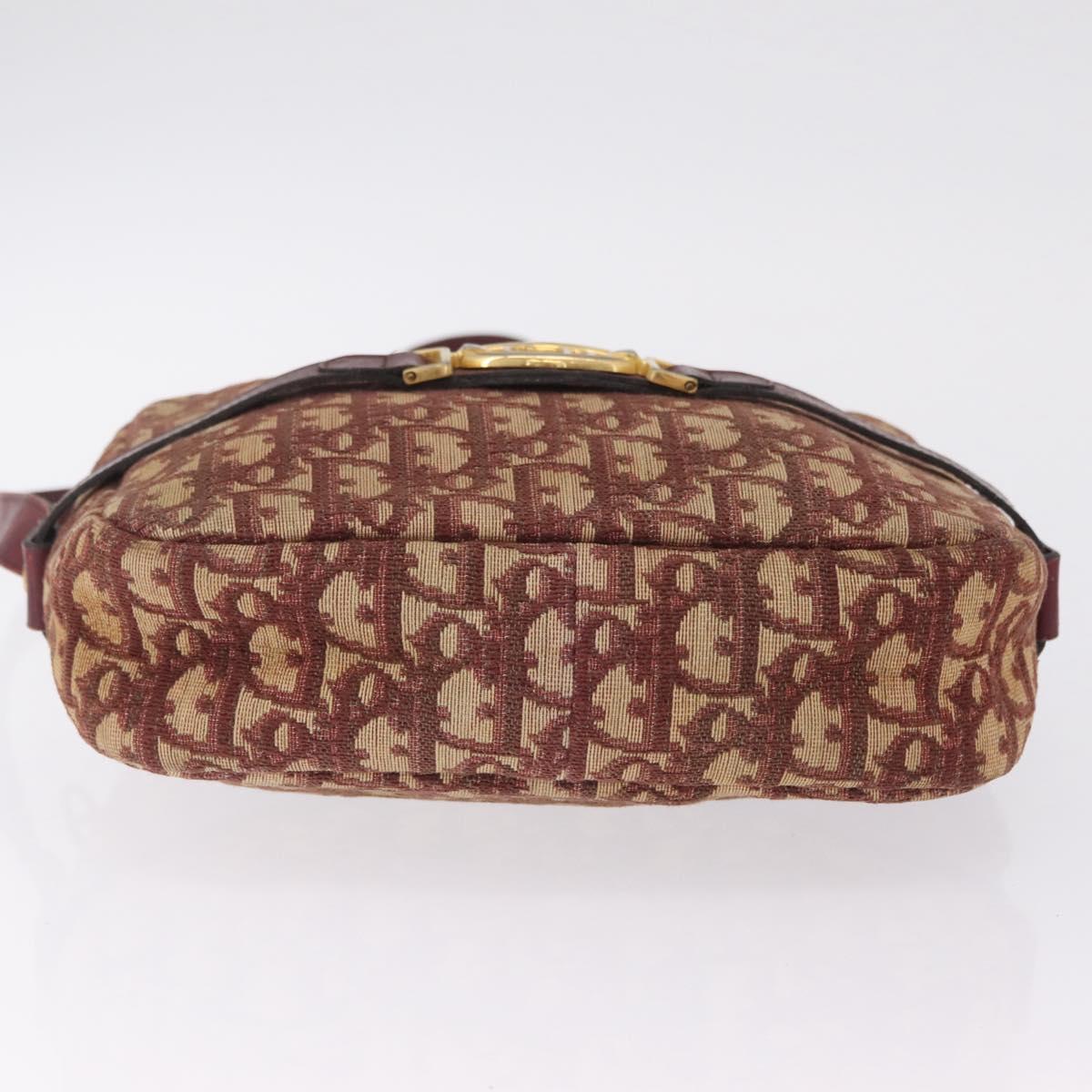Christian Dior Trotter Canvas Shoulder Bag Red Gold Auth 209329