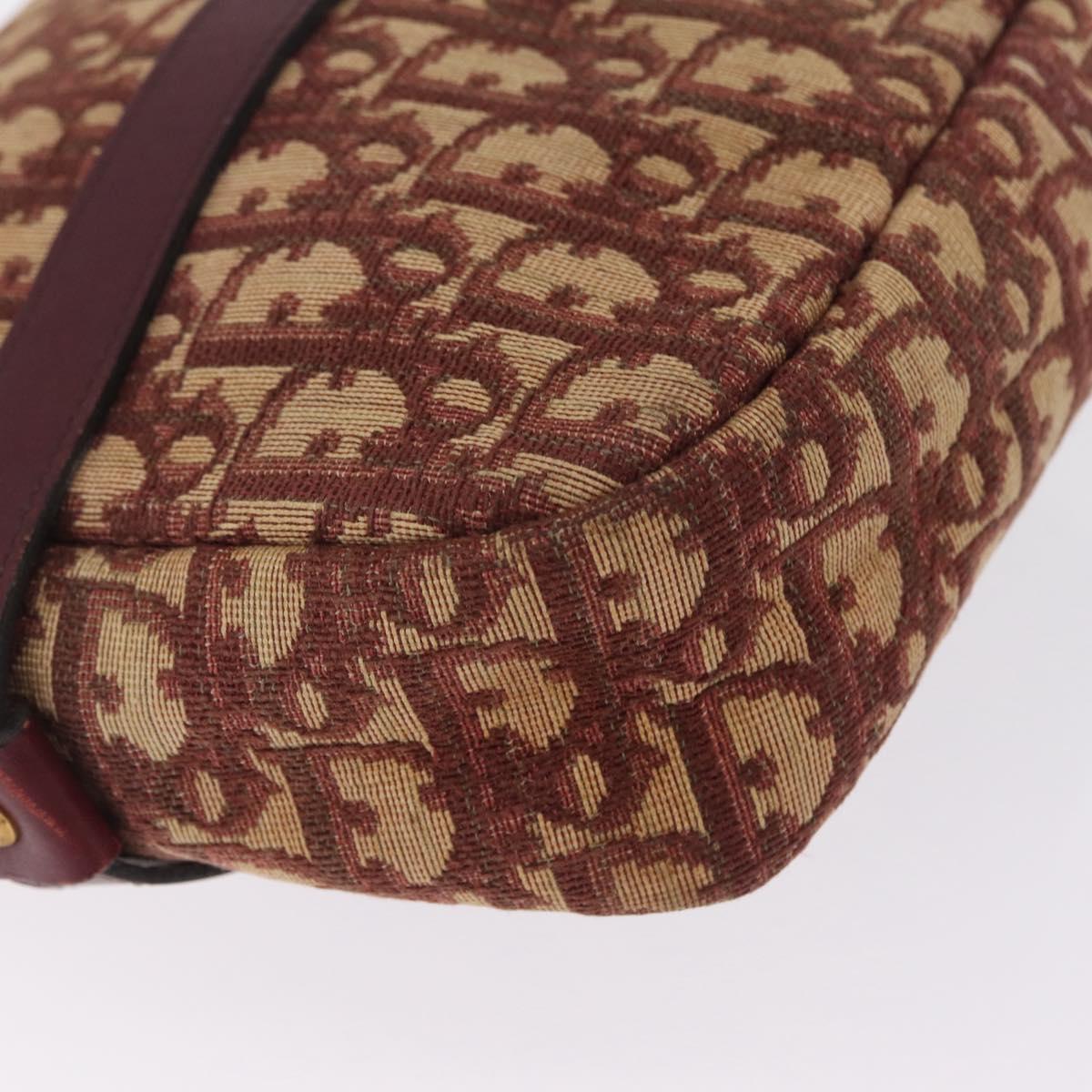 Christian Dior Trotter Canvas Shoulder Bag Red Gold Auth 209329