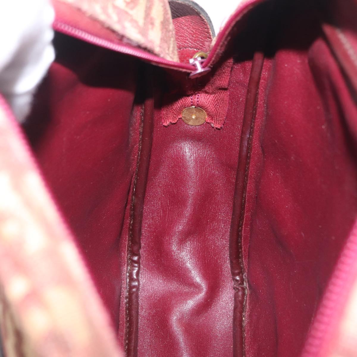 Christian Dior Trotter Canvas Shoulder Bag Red Gold Auth 209329