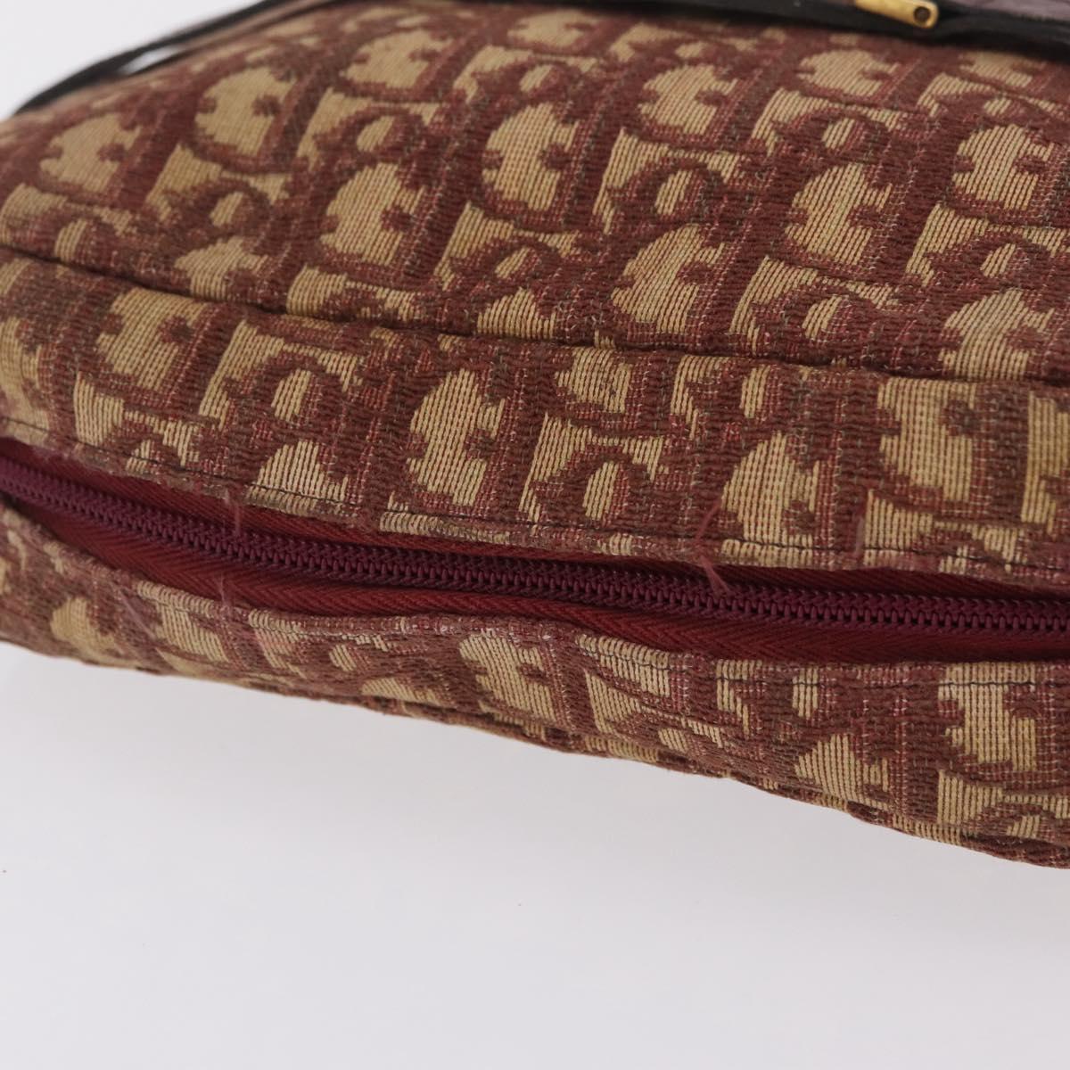 Christian Dior Trotter Canvas Shoulder Bag Red Gold Auth 209329