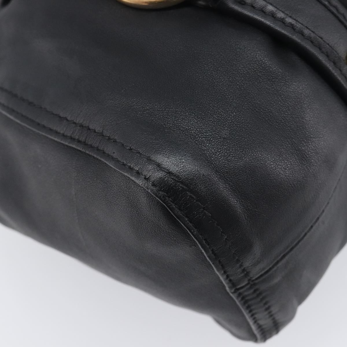 Miu Miu Hand Bag Leather Black Gold Auth 209332V
