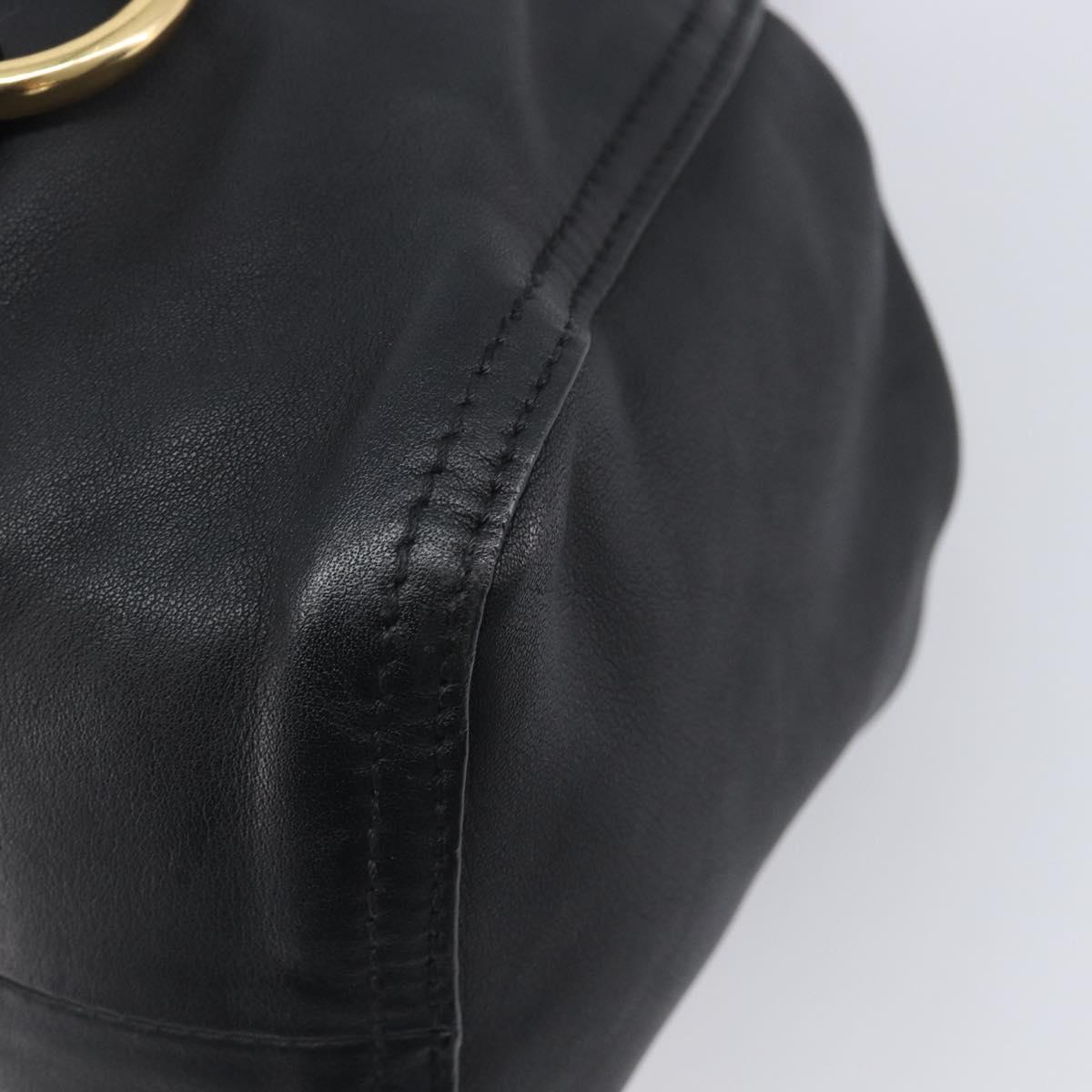 Miu Miu Hand Bag Leather Black Gold Auth 209332V