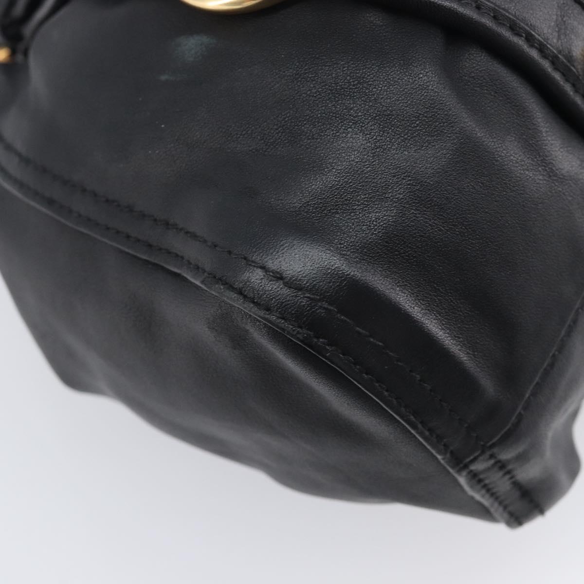 Miu Miu Hand Bag Leather Black Gold Auth 209332V